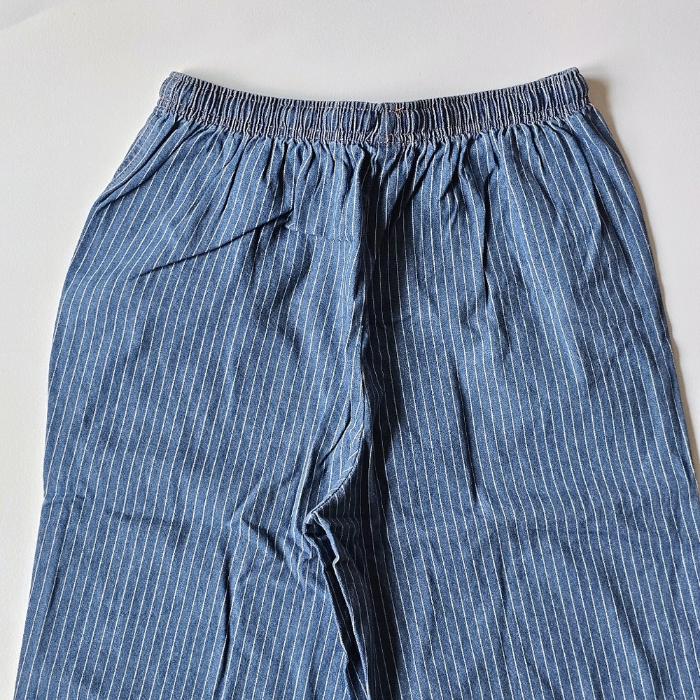 American Sweetheart Blue Pinstripe 100% Cotton Denim Pants Size M - Picture 8 of 11
